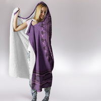 Purple African Dashiki With Fijian Tapa Pattern Hooded Blanket