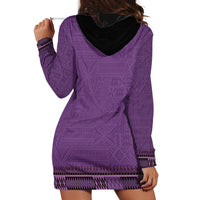Purple African Dashiki With Fijian Tapa Pattern Hoodie Dress