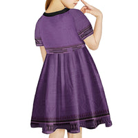 Purple African Dashiki With Fijian Tapa Pattern Kid Short Sleeve Dress