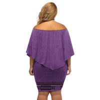 Purple African Dashiki With Fijian Tapa Pattern Off Shoulder Short Dress