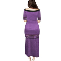 Purple African Dashiki With Fijian Tapa Pattern Puletasi LT14 - Polynesian Pride