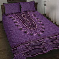 Purple African Dashiki With Fijian Tapa Pattern Quilt Bed Set