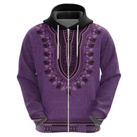 Purple African Dashiki With Fijian Tapa Pattern Zip Hoodie