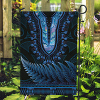 Blue African Dashiki With Aotearoa Maori Garden Flag Paua Shell Mix Silver Fern LT14 Garden Flag Blue - Polynesian Pride
