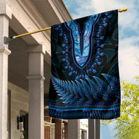Blue African Dashiki With Aotearoa Maori Garden Flag Paua Shell Mix Silver Fern LT14 House Flag Blue - Polynesian Pride