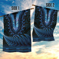 Blue African Dashiki With Aotearoa Maori Garden Flag Paua Shell Mix Silver Fern LT14 - Polynesian Pride