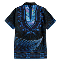 Blue African Dashiki With Aotearoa Maori Hawaiian Shirt Paua Shell Mix Silver Fern LT14 - Polynesian Pride