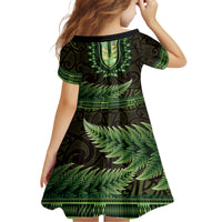 Lime Green African Dashiki With Aotearoa Maori Family Matching Off Shoulder Short Dress and Hawaiian Shirt Paua Shell Mix Silver Fern