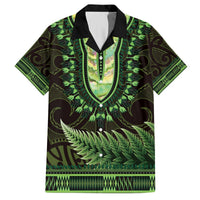 Lime Green African Dashiki With Aotearoa Maori Hawaiian Shirt Paua Shell Mix Silver Fern LT14 Lime Green - Polynesian Pride