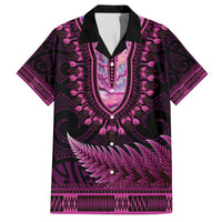 Pink African Dashiki With Aotearoa Maori Hawaiian Shirt Paua Shell Mix Silver Fern LT14 Pink - Polynesian Pride