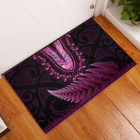 Pink African Dashiki With Aotearoa Maori Rubber Doormat Paua Shell Mix Silver Fern LT14 Pink - Polynesian Pride