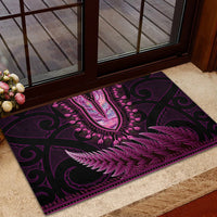 Pink African Dashiki With Aotearoa Maori Rubber Doormat Paua Shell Mix Silver Fern LT14 - Polynesian Pride