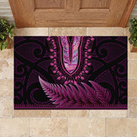 Pink African Dashiki With Aotearoa Maori Rubber Doormat Paua Shell Mix Silver Fern LT14 - Polynesian Pride