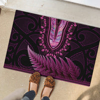 Pink African Dashiki With Aotearoa Maori Rubber Doormat Paua Shell Mix Silver Fern LT14 - Polynesian Pride