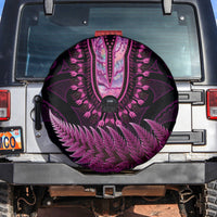 Pink African Dashiki With Aotearoa Maori Spare Tire Cover Paua Shell Mix Silver Fern