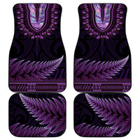 Purple African Dashiki With Aotearoa Maori Car Mats Paua Shell Mix Silver Fern