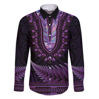 Purple African Dashiki With Aotearoa Maori Family Matching Mermaid Dress and Hawaiian Shirt Paua Shell Mix Silver Fern