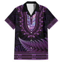 Purple African Dashiki With Aotearoa Maori Hawaiian Shirt Paua Shell Mix Silver Fern LT14 Purple - Polynesian Pride