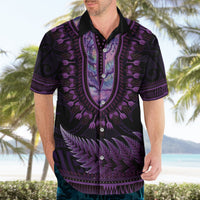 Purple African Dashiki With Aotearoa Maori Hawaiian Shirt Paua Shell Mix Silver Fern LT14 - Polynesian Pride