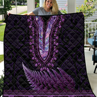 Purple African Dashiki With Aotearoa Maori Quilt Paua Shell Mix Silver Fern LT14 Purple - Polynesian Pride