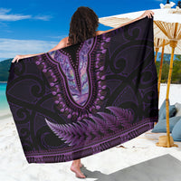Purple African Dashiki With Aotearoa Maori Sarong Paua Shell Mix Silver Fern LT14 One Size 44 x 66 inches Purple - Polynesian Pride