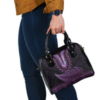 Purple African Dashiki With Aotearoa Maori Shoulder Handbag Paua Shell Mix Silver Fern LT14 - Polynesian Pride