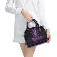 Purple African Dashiki With Aotearoa Maori Shoulder Handbag Paua Shell Mix Silver Fern LT14 - Polynesian Pride