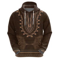 Brown African Dashiki With Tonga Ngatu Pattern Zip Hoodie