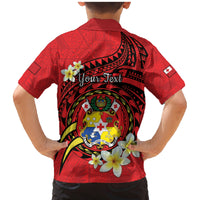 Personalised Tonga Emancipation Day Family Matching Mermaid Dress and Hawaiian Shirt Tongan Ngatu Pattern - Red Version