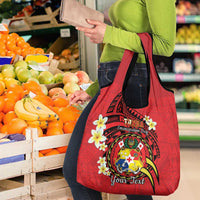 Personalised Tonga Emancipation Day Grocery Bag Tongan Ngatu Pattern - Red Version