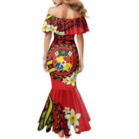 Personalised Tonga Emancipation Day Mermaid Dress Tongan Ngatu Pattern - Red Version LT14 - Polynesian Pride