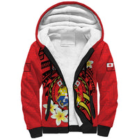 Personalised Tonga Emancipation Day Sherpa Hoodie Tongan Ngatu Pattern - Red Version LT14 Unisex Red - Polynesian Pride
