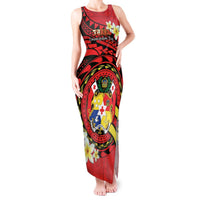 Personalised Tonga Emancipation Day Tank Maxi Dress Tongan Ngatu Pattern - Red Version LT14 Women Red - Polynesian Pride