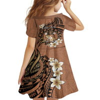 Personalised Tonga Emancipation Day Family Matching Off The Shoulder Long Sleeve Dress and Hawaiian Shirt Tongan Ngatu Pattern - Brown Version