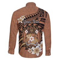 Personalised Tonga Emancipation Day Family Matching Tank Maxi Dress and Hawaiian Shirt Tongan Ngatu Pattern - Brown Version LT14 - Polynesian Pride