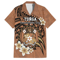 Personalised Tonga Emancipation Day Hawaiian Shirt Tongan Ngatu Pattern - Brown Version LT14 Brown - Polynesian Pride