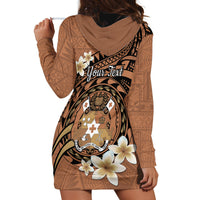 Personalised Tonga Emancipation Day Hoodie Dress Tongan Ngatu Pattern - Brown Version LT14 - Polynesian Pride