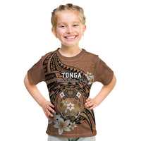 Personalised Tonga Emancipation Day Kid T Shirt Tongan Ngatu Pattern - Brown Version LT14 Brown - Polynesian Pride