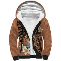 Personalised Tonga Emancipation Day Sherpa Hoodie Tongan Ngatu Pattern - Brown Version LT14 Unisex Brown - Polynesian Pride