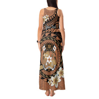 Personalised Tonga Emancipation Day Tank Maxi Dress Tongan Ngatu Pattern - Brown Version LT14 - Polynesian Pride