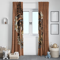 Personalised Tonga Emancipation Day Window Curtain Tongan Ngatu Pattern - Brown Version