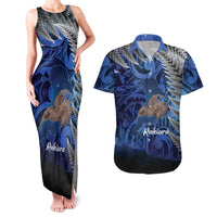 New Zealand Stewart Island Couples Matching Tank Maxi Dress and Hawaiian Shirt Rakiura Kiwi Maori Glowing Sky