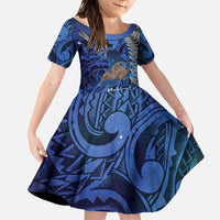 New Zealand Stewart Island Family Matching Off The Shoulder Long Sleeve Dress and Hawaiian Shirt Rakiura Kiwi Maori Glowing Sky