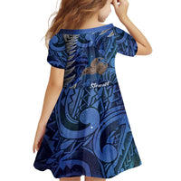 New Zealand Stewart Island Family Matching Off Shoulder Short Dress and Hawaiian Shirt Rakiura Kiwi Maori Glowing Sky