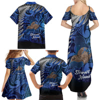New Zealand Stewart Island Family Matching Summer Maxi Dress and Hawaiian Shirt Rakiura Kiwi Maori Glowing Sky