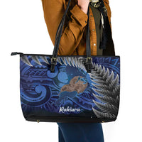 New Zealand Stewart Island Leather Tote Bag Rakiura Kiwi Maori Glowing Sky