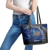 New Zealand Stewart Island Leather Tote Bag Rakiura Kiwi Maori Glowing Sky