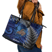 New Zealand Stewart Island Leather Tote Bag Rakiura Kiwi Maori Glowing Sky