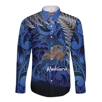 New Zealand Stewart Island Long Sleeve Button Shirt Rakiura Kiwi Maori Glowing Sky