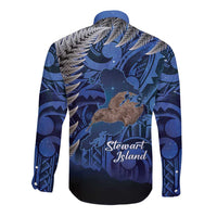 New Zealand Stewart Island Long Sleeve Button Shirt Rakiura Kiwi Maori Glowing Sky